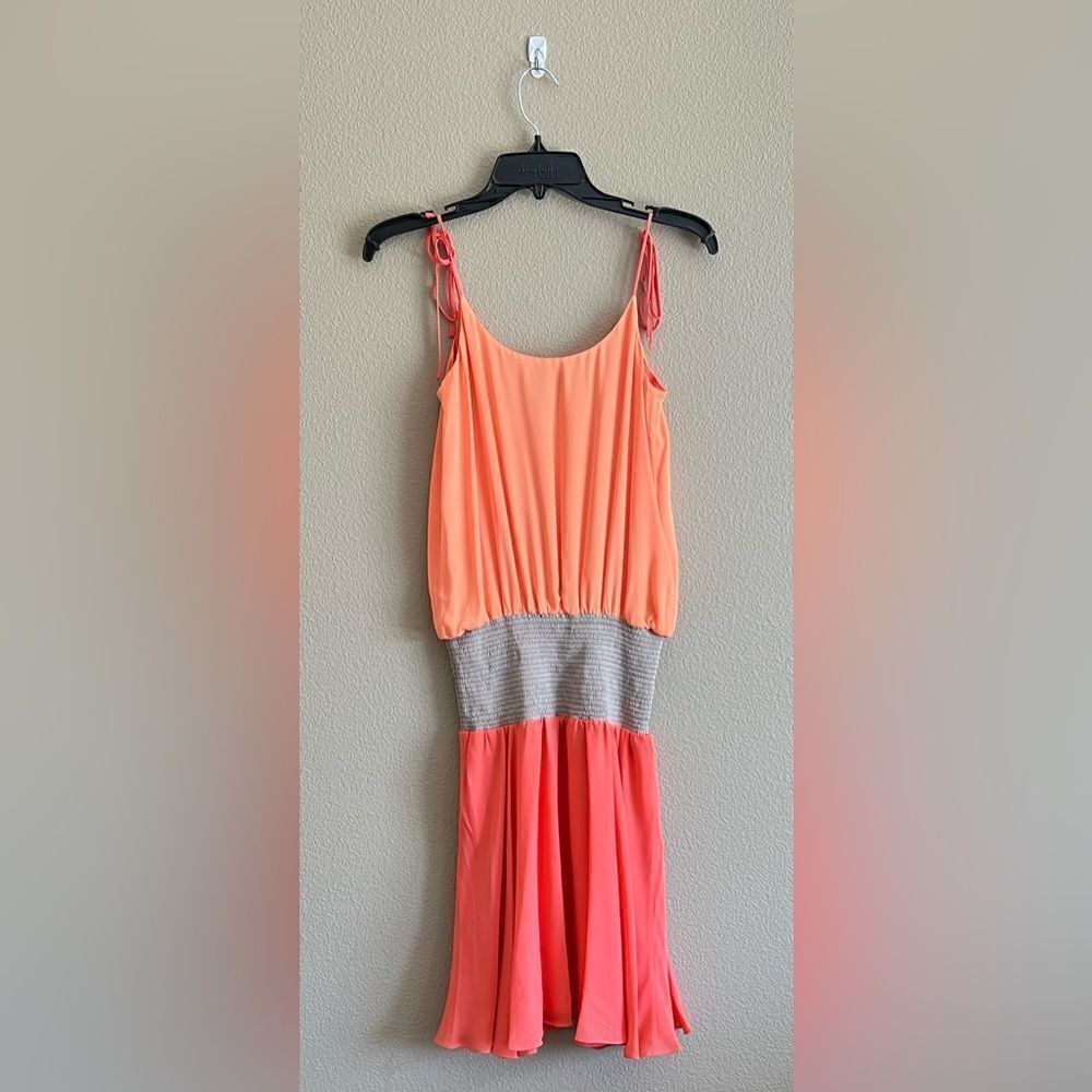 Halston Heritage 100% Silk Tie-Shoulder Colorblock Dress - Picture 9 of 10